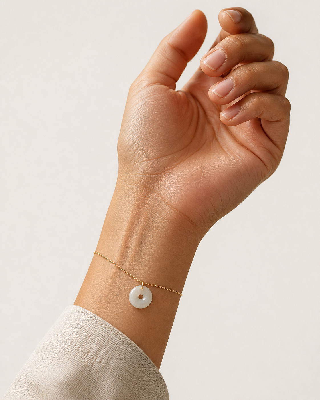 White Jade Peace Disc Bracelet