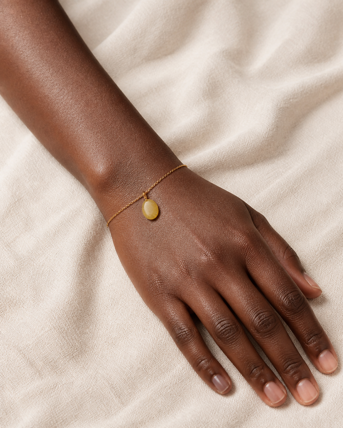 Yellow Jade Oval Charm Bracelet