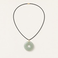 Celadon Peace Disc Charcoal Cord Necklace | 青白玉平安扣黑绳项链