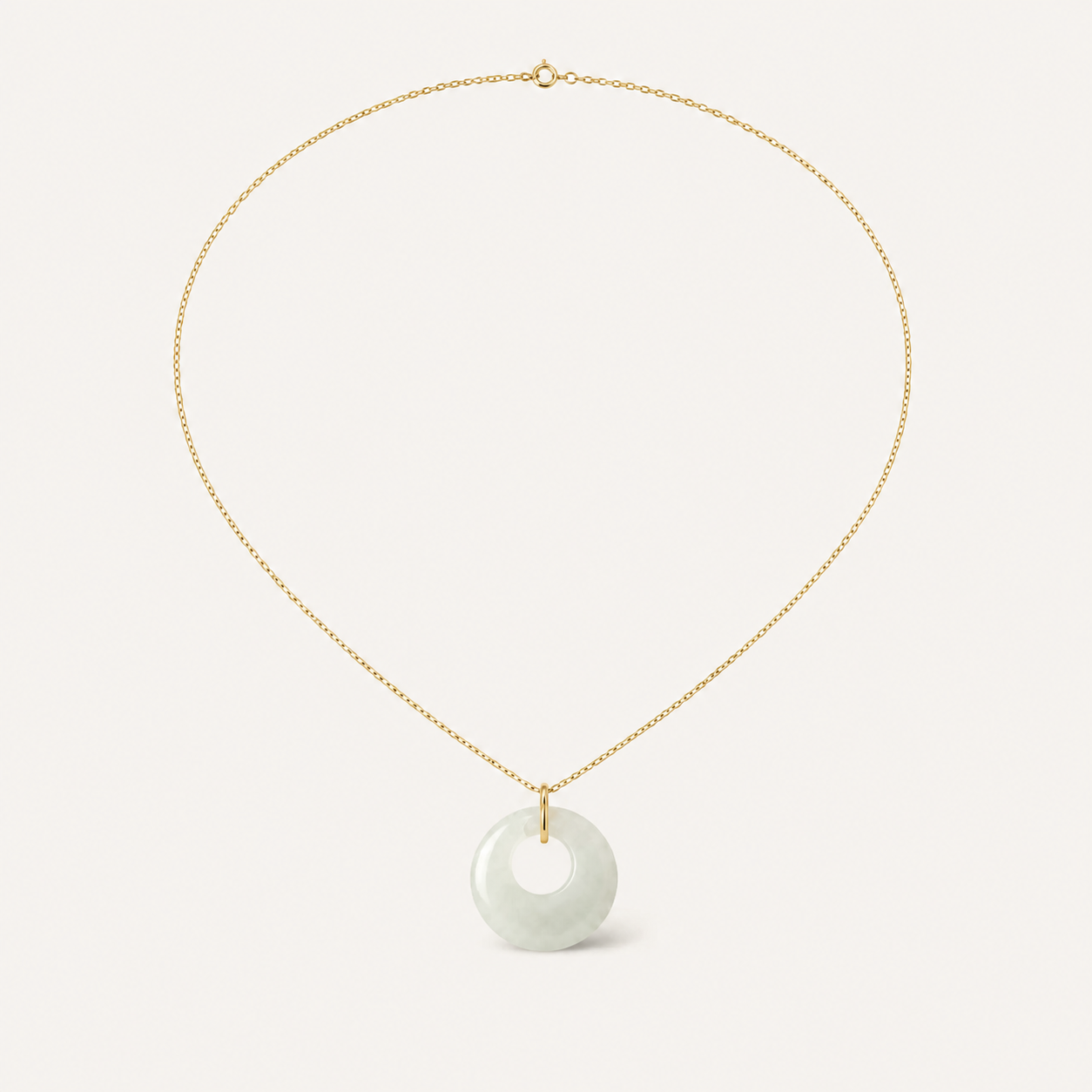 Offset Moon White Jade Necklace | 月相白玉项链