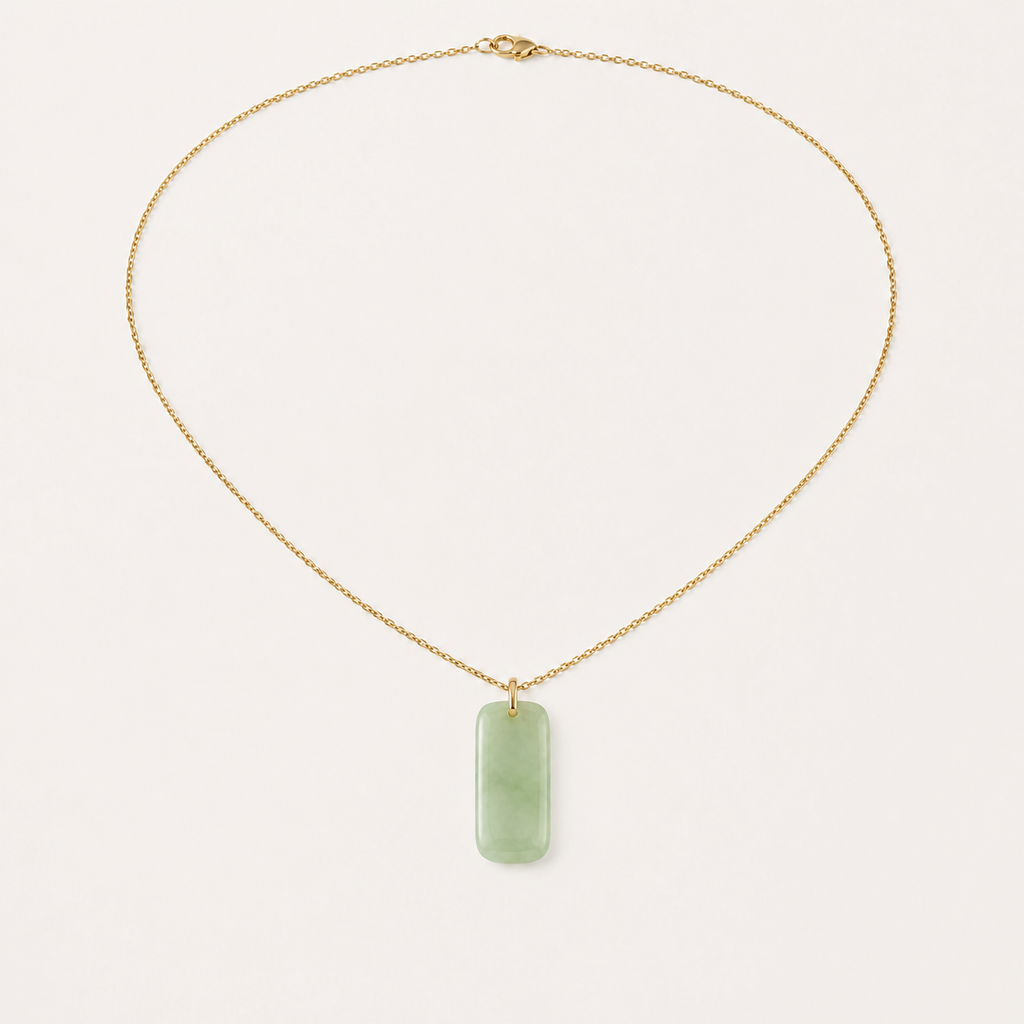 Rounded Tablet Celadon Jade Necklace