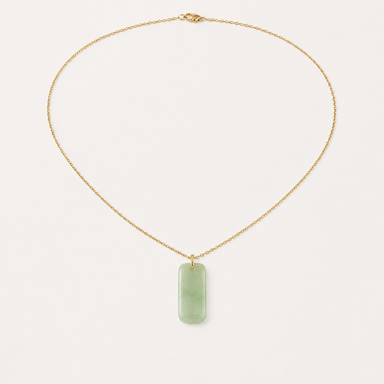 Rounded Tablet Celadon Jade Necklace | 青白玉长方牌项链
