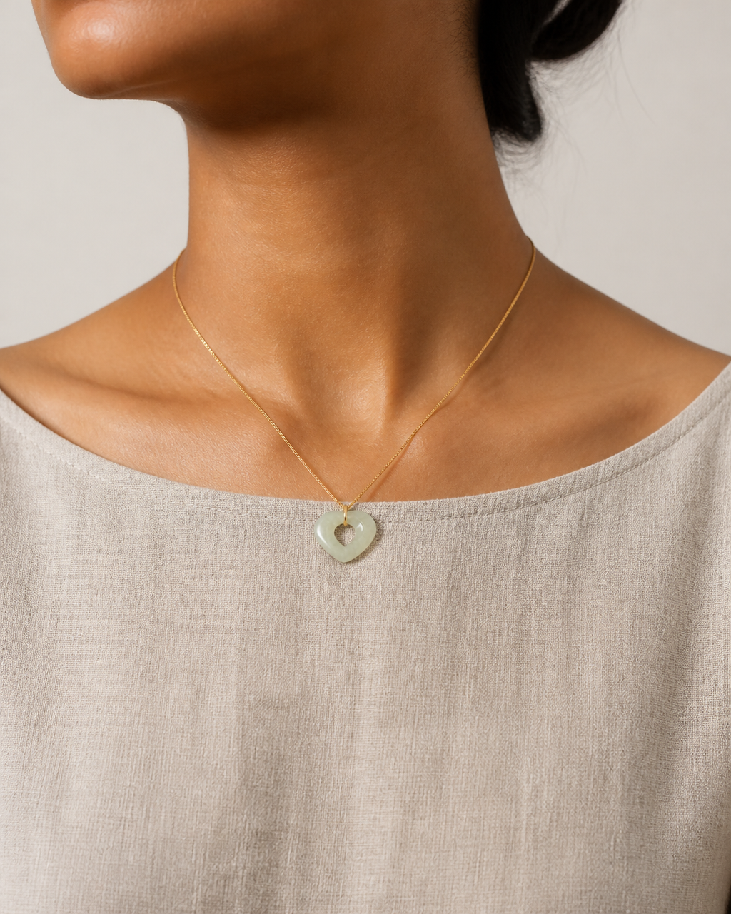 Mobius Heart Celadon Jade Necklace