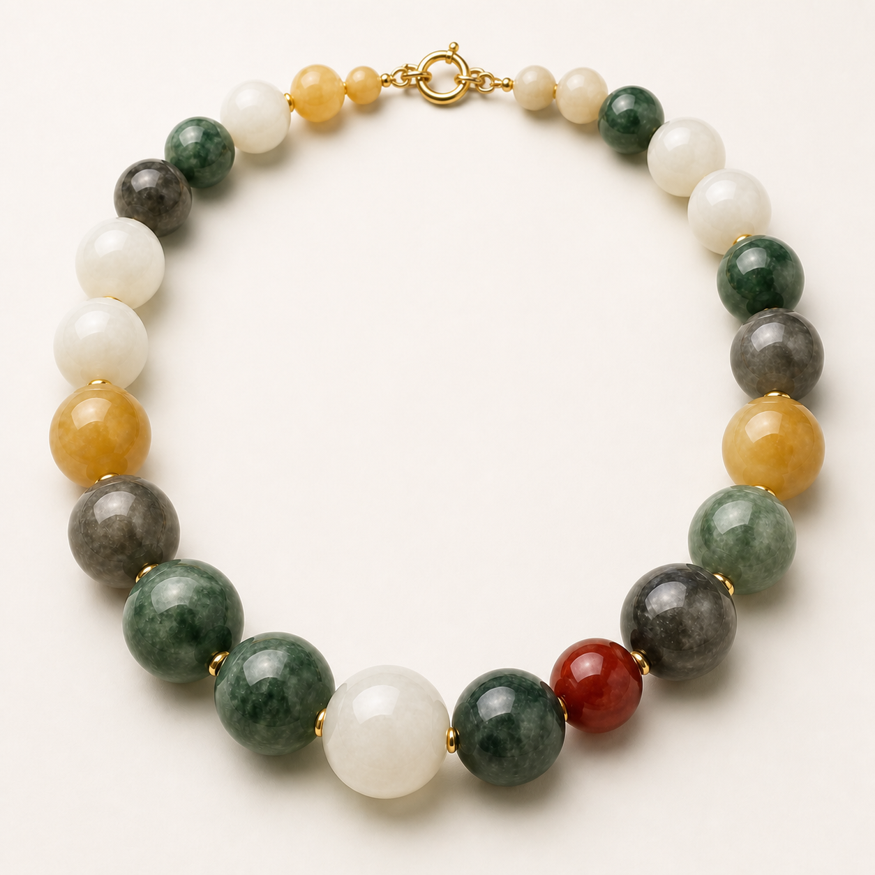 Four Seasons Jade Bead Statement Necklace | 四时玉珠项链