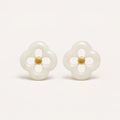 Four Petal White Jade Stud Earrings | 四瓣白玉耳钉