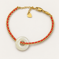 White Jade Peace Disc Red Cord Bracelet